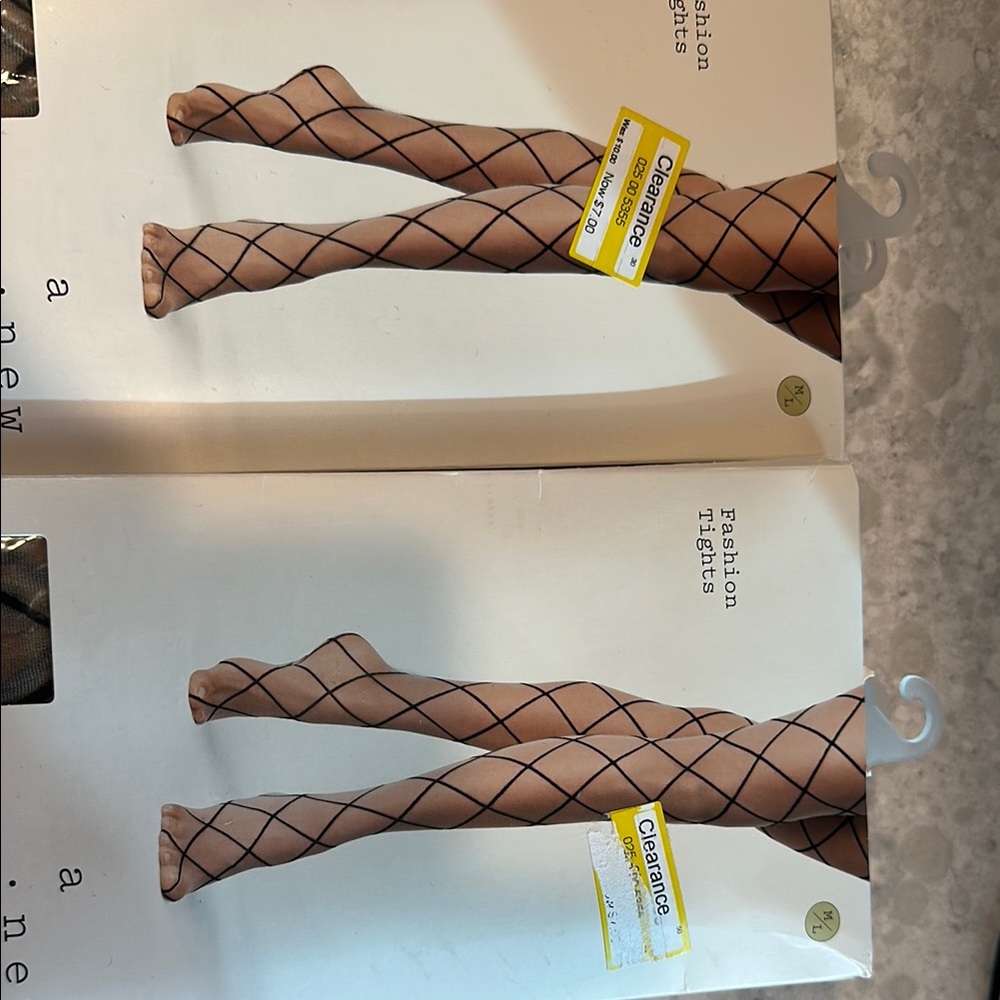 A New Day Fashion Tights - Black and Tan. 7 pair